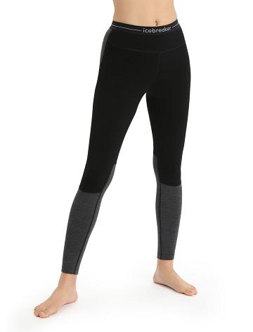 Black / Jet Heather Women's Icebreaker 200 ZoneKnit™ Merino Leggings | USA 1527VRWD